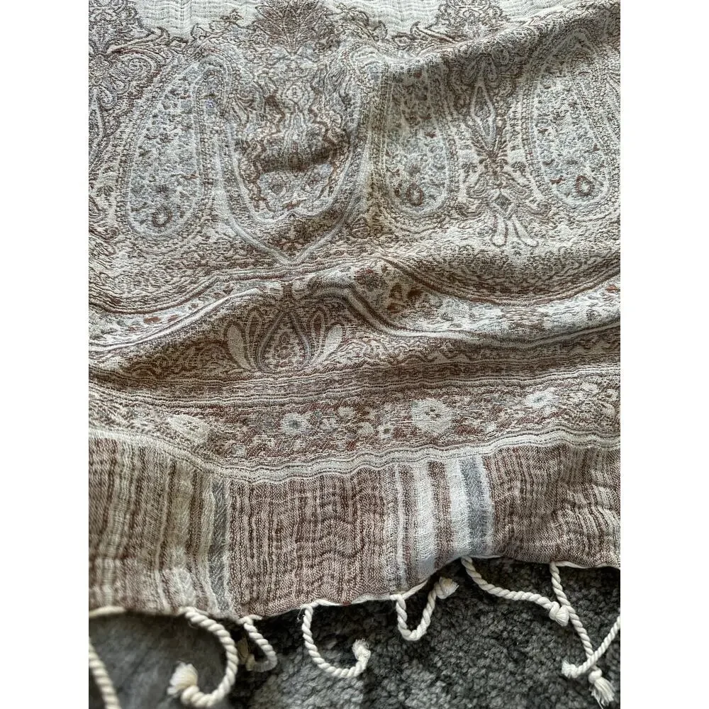 Ralph Lauren Marylebone Randle Cream Throw Blanket linen cotton cream paisley